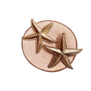 Exaggerated Vacation Beach Resort Gold Starfish Earrings set